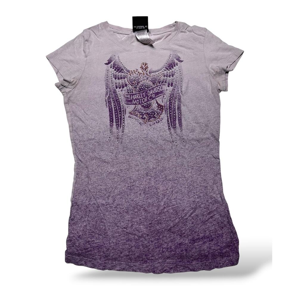 Harley Davidson French Lick Studded Purple Ombre Tee SIze Small Small